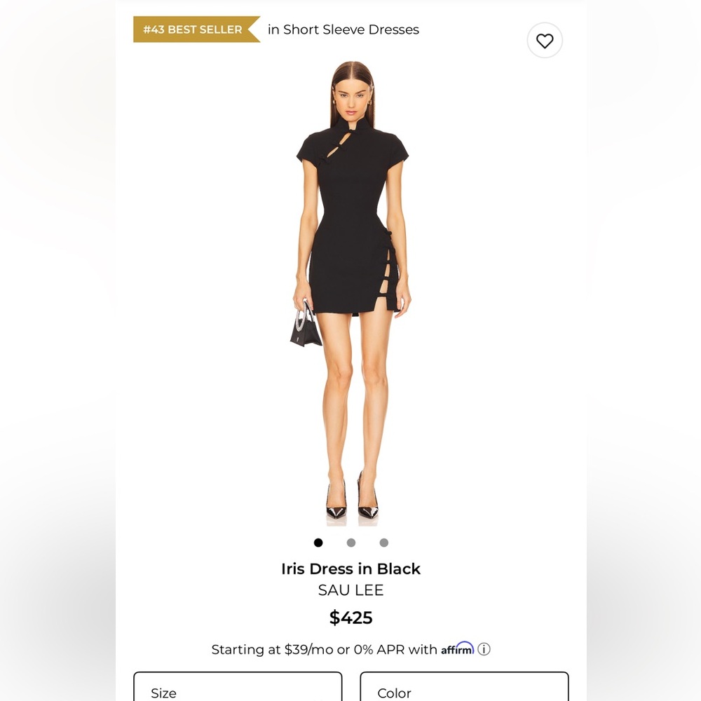 Sau Lee Iris Dress in Black